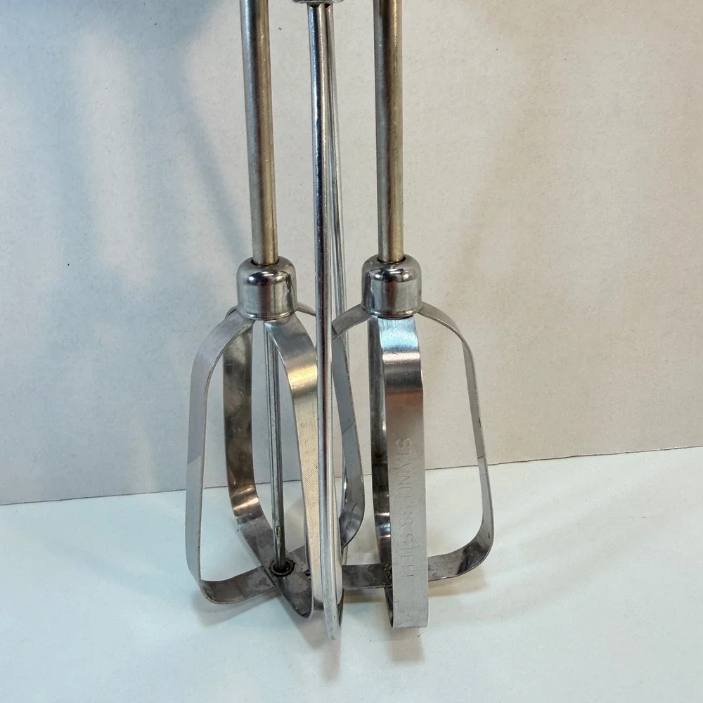 EKCO Best Hand Crank Egg Beater Vintage Black Stainless Steel Manual Mixer USA